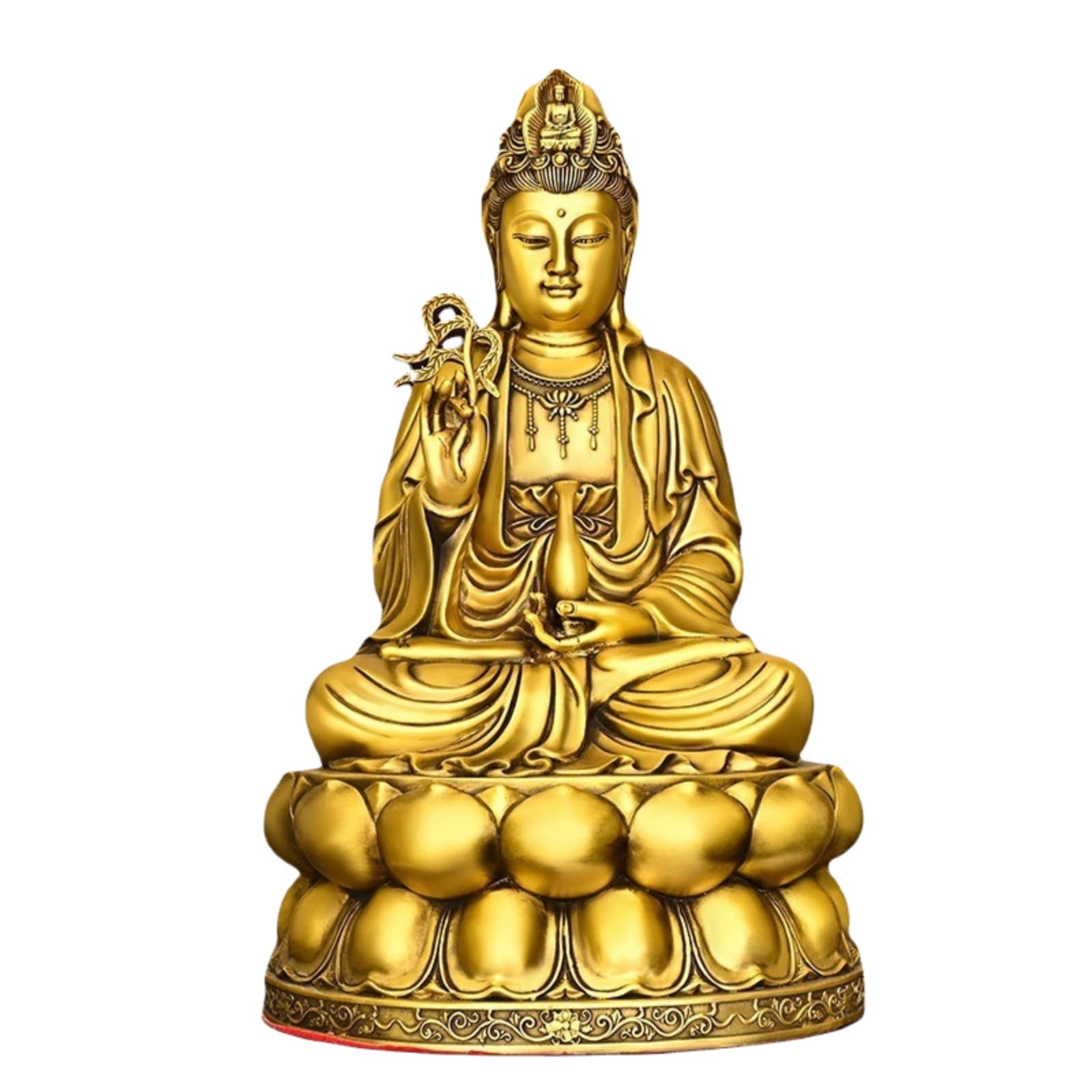 Amazon.co.jp: 装飾彫刻銅製 座蓮観音 装飾品 仏堂 仏像 観音菩薩